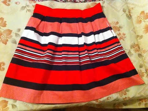 red white black skirt